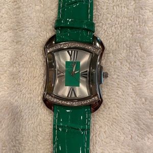 Burgi Watch, green leather band. NEVER WORN!